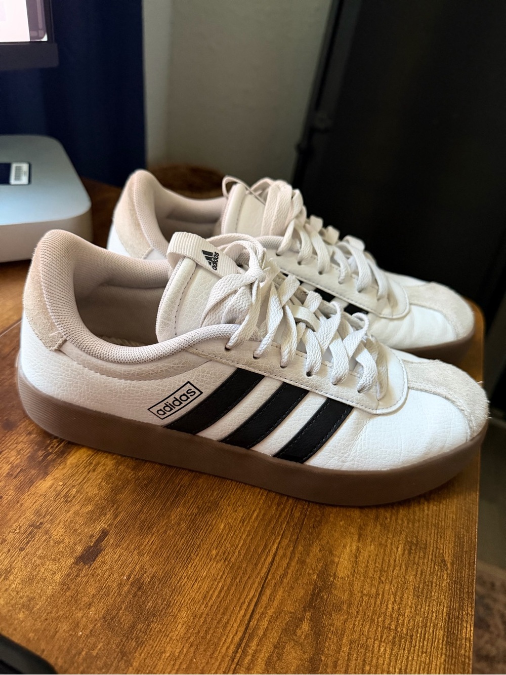 adidas White and Black Low-Top Platform Sneakers